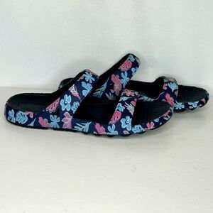 Spenco Kholo Slides Blue Tropical Floral Orthotic Shoe Slip On  Beachy Sz 12‎